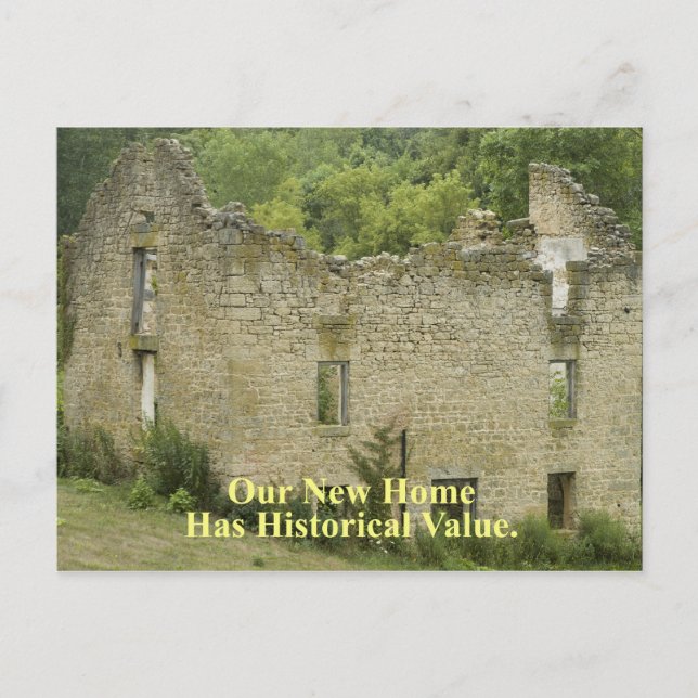 Historical Value Home 2 - Funny Change of Address Announcement Postcard (Front)