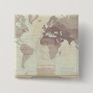 Historical World Map 15 Cm Square Badge