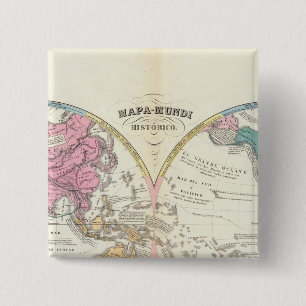 Historical World Map 3 15 Cm Square Badge