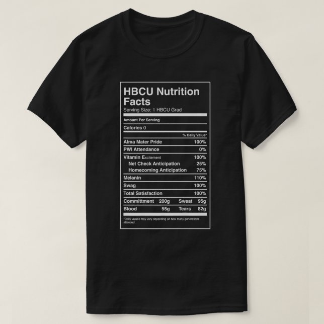 Historically Black College Universities HBCU Nutri T-Shirt (Design Front)