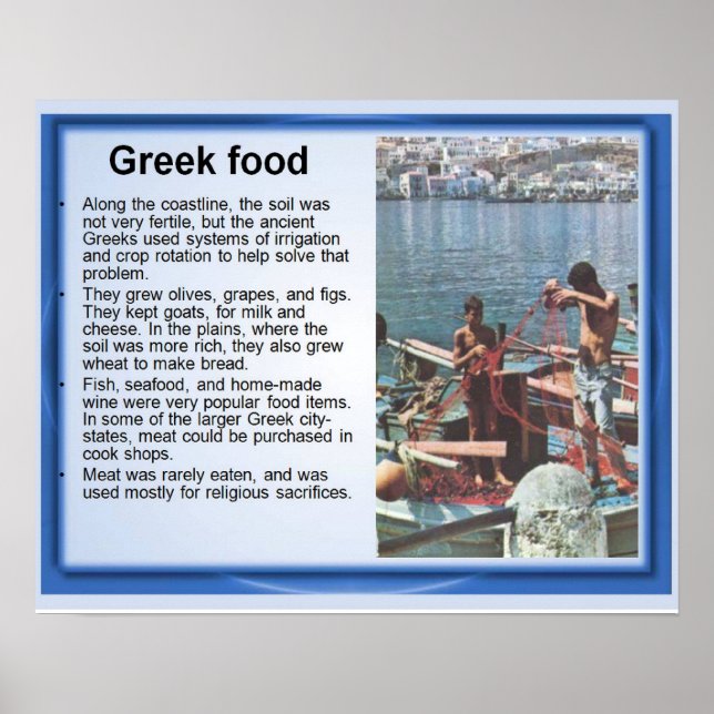 History, ancient Greece, Greek food and fishing Poster (Front)