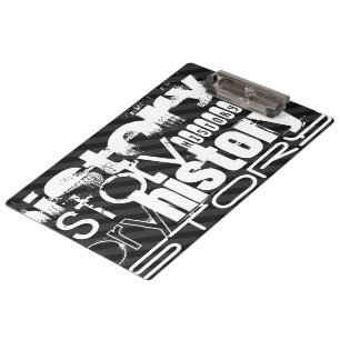 History; Black & Dark Grey Stripes Clipboard