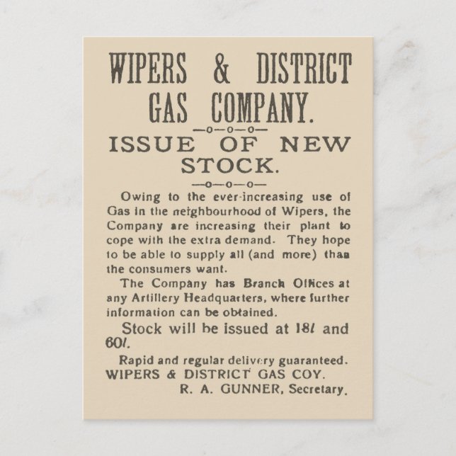 History, Facsimile page from Wipers Times 1917 Postcard (Front)