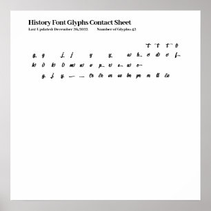 History Font Glyphs Contact Sheet Poster
