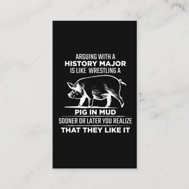 History Major Arguing Pig School Teacher Business Card (Front)