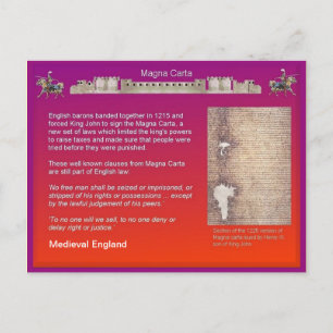 History, Mediaeval England, Magna Carta Postcard