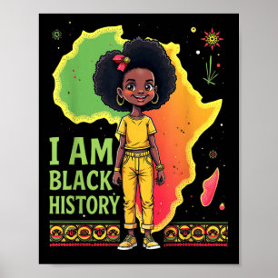 History Month African American Butterfly Kid Girl  Poster
