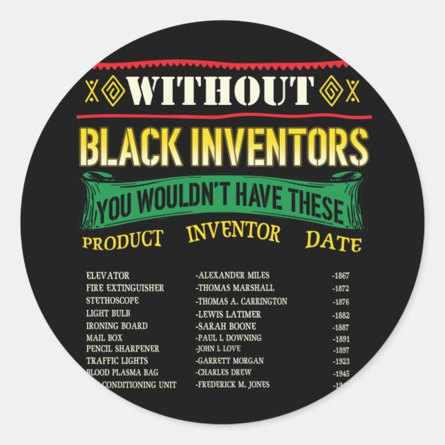 History Of Black Inventors Black History Month Classic Round Sticker (Front)