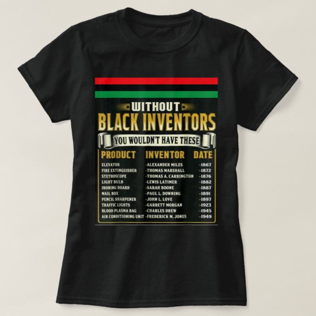 History Of Black Inventors Black History Month T S T-Shirt (Design Front)