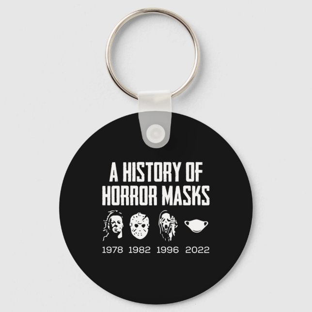 History Of Horror Masks Lazy Halloween Costume Fac Key Ring (Front)
