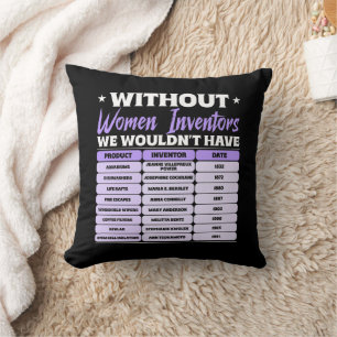 History of Women Inventors, Purple Women's Day Cushion