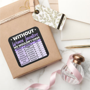 History of Women Inventors, Purple Women's Day Square Sticker