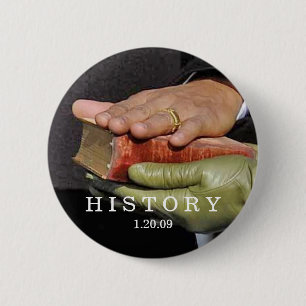 HISTORY: President Obama Hand on Lincoln Bible 6 Cm Round Badge