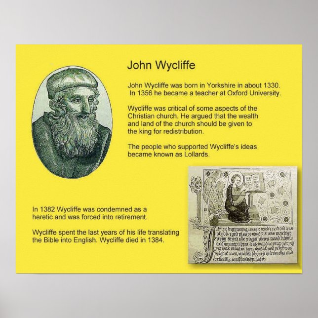 History, Reformation, John Wycliffe Poster (Front)