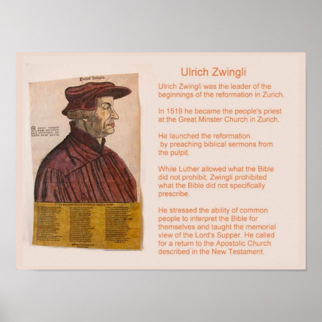 History,  Religion, Reformation, Ulrich Zwingli Poster (Front)