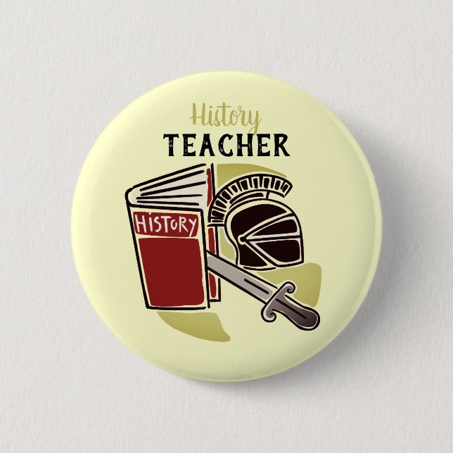 History Teacher Book Armour Sword Pinback Button (Front)