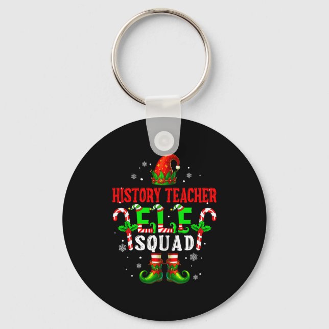 History Teacher Elf Squad Xmas Elf Hat Scute Ss Cu Key Ring (Front)