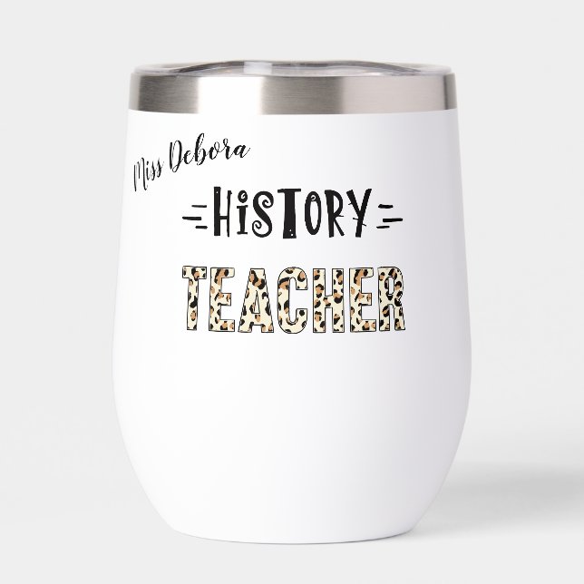 History teacher leopard tigerprint personalised (Back)