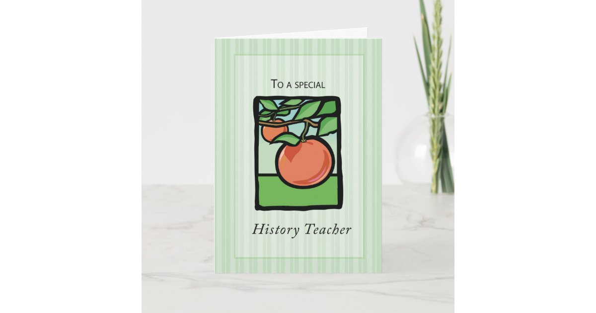 History Teacher Thank You, Apple Thank You Card Zazzle.co.uk