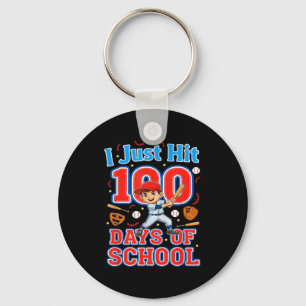 Hit 100 days of school baseball 100th day boys kid key ring