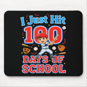 Hit 100 days of school baseball 100th day boys kid mouse mat