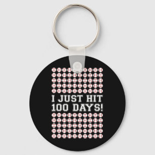 Hit 100 Days Of School Baseball Teacher Boys 100th Key Ring