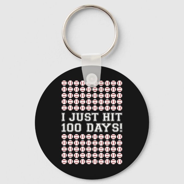 Hit 100 Days Of School Baseball Teacher Boys 100th Key Ring (Front)