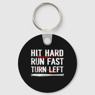 Hit Hard Run Fast Turn Left Sell Player Sports Lov Key Ring