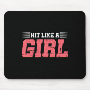 Hit Like A Girl Boxing Girl Gift Mma Kickboxing Bo Mouse Mat