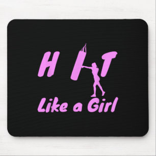 Hit Like A Girl Boxing Kickboxing Mma Boxer Gifts Mouse Mat