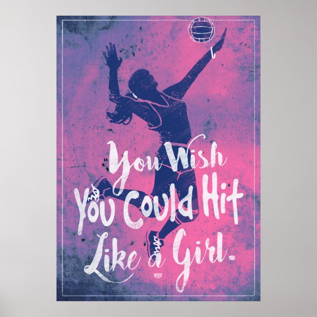 Hit Like a Girl Pink Volleyball 2 Poster (Front)