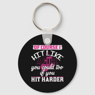 Hit Like A Girl Shirt Fun Kickboxing Boxing For Wo Key Ring