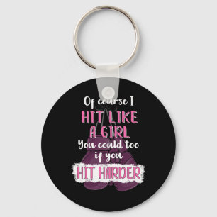 Hit Like A Girl T Shirt Fun Kickboxing Boxing Tee Key Ring