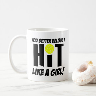 hit like a girl volleyball coffee mug