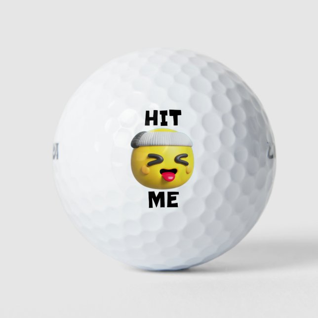 Hit me - funny mocking emoji, annoying and sassy golf balls (Front)