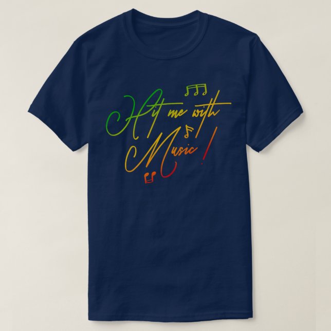 Hit Me With Music Handwritten Rasta Colours Reggae T-Shirt (Design Front)