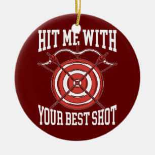 Hit Me With Your Best Shot Archer Bow Arrow Ceramic Tree Decoration
