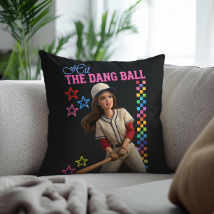 Hit The Dang Ball Funny Baseball Mom Doll Face Cushion