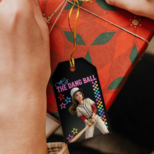 Hit The Dang Ball Funny Baseball Mom Doll Face Gift Tags