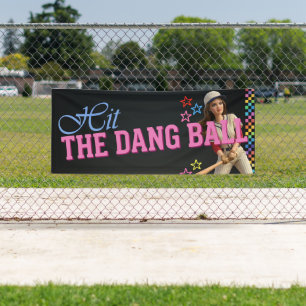 Hit The Dang Ball Funny Baseball Mum Doll Face Banner