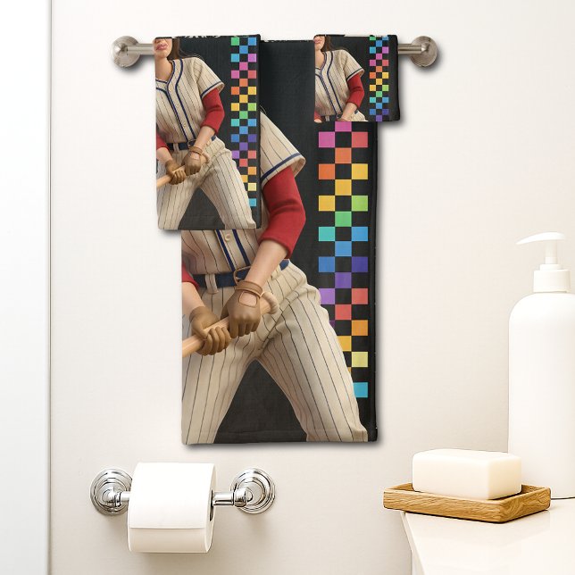 Hit The Dang Ball Funny Baseball Mum Doll Face Bath Towel Set (Creator Uploaded)