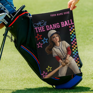 Hit The Dang Ball Funny Baseball Mum Doll Face Golf Towel