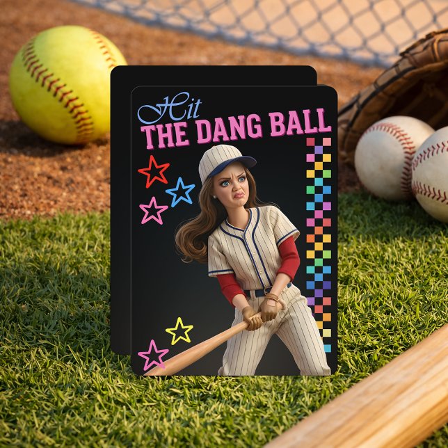 Hit The Dang Ball Funny Baseball Mum Doll Face Invitation (Creator Uploaded)
