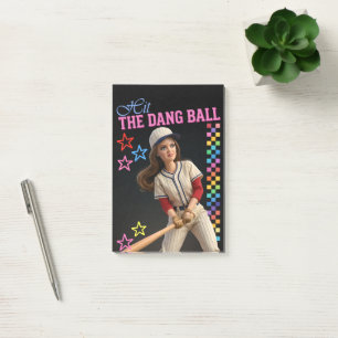 Hit The Dang Ball Funny Baseball Mum Doll Face Post-it Notes