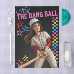 Hit The Dang Ball Funny Baseball Mum Doll Face Tissue Paper