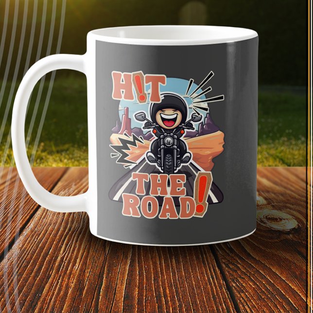 Hit the Road! Funny Road Trip Biker Coffee Mug (Creator Uploaded)