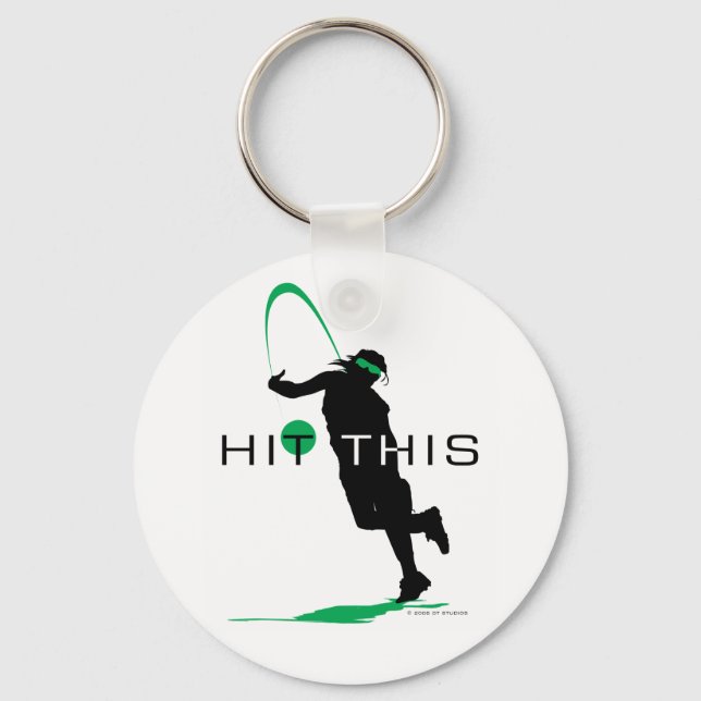 Hit This Green Pitcher Softball Key Ring (Front)