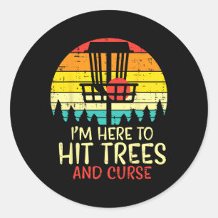 Hit Trees And Curse Sunset Retro Disc Golf Frisbee Classic Round Sticker