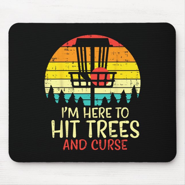Hit Trees And Curse Sunset Retro Disc Golf Frisbee Mouse Mat (Front)