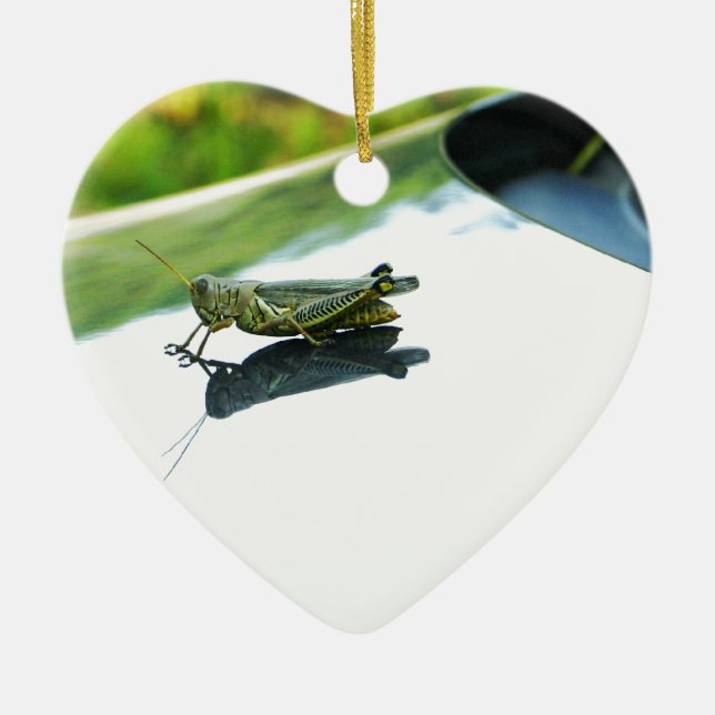 hitch hiking grasshopper ceramic tree decoration (Front)